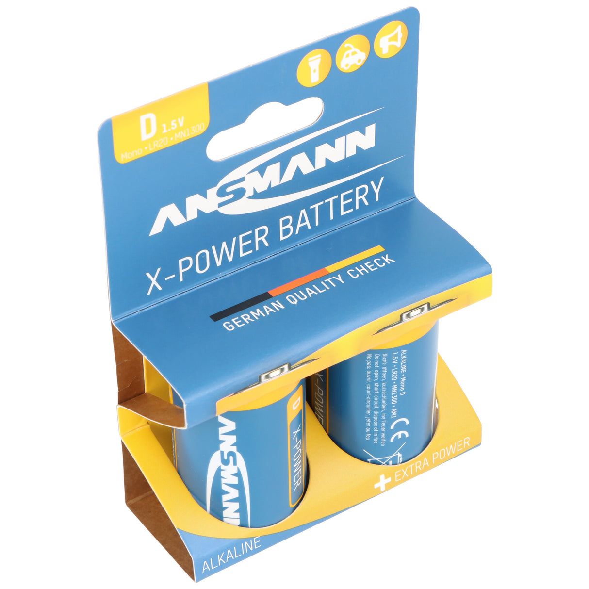 Ansmann X-Power Alkaline Batterie Mono D, LR20, 2er Papierblister
