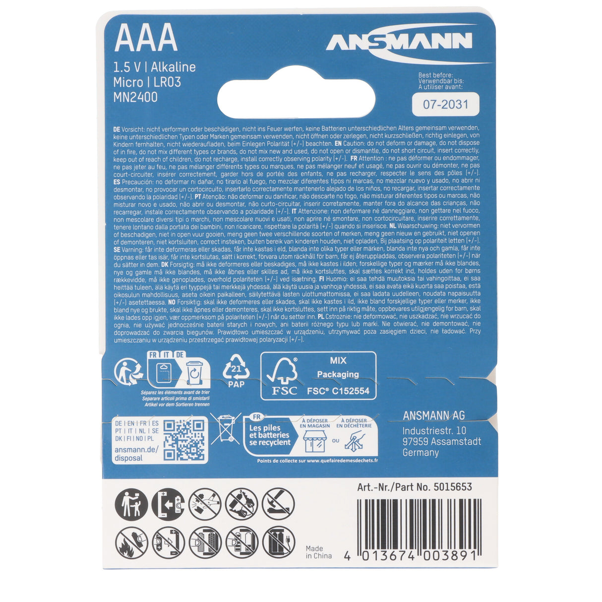 Ansmann X-Power Alkaline Batterie Micro AAA, LR3, 4er Papierblister