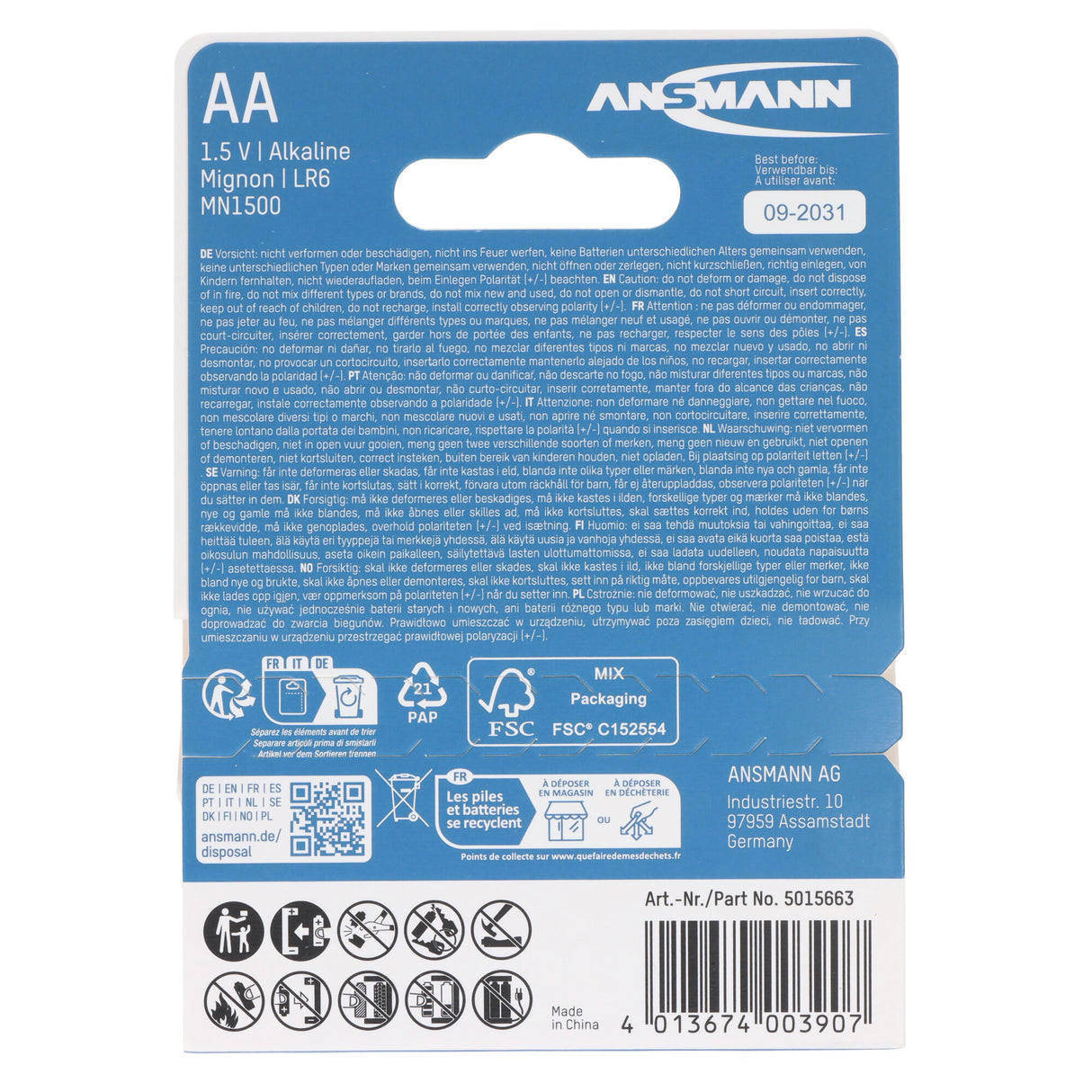 Ansmann X-Power Alkaline Batterie Mignon AA, LR6, 4er Papierblister