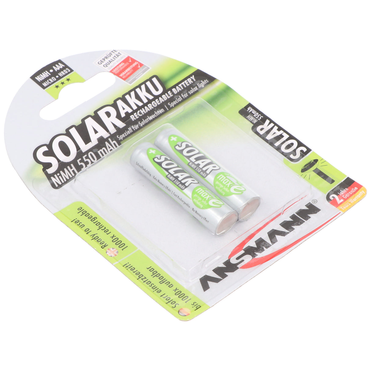 Ansmann Solar Micro / AAA Green 2er Pack perfekt für Solarleuchten