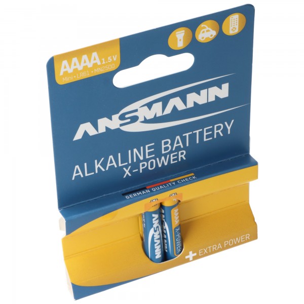 Ansmann AAAA Alkaline Batterie LR61 AAAA 41,5 x 8,3mm im 2er Pack