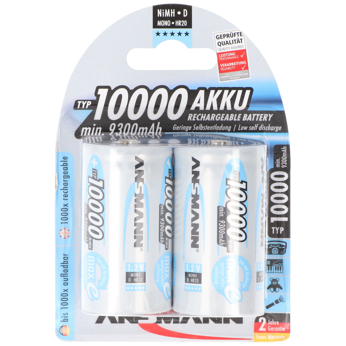 Ansmann NiMH-Akku Mono 10000mAh 2er Blister