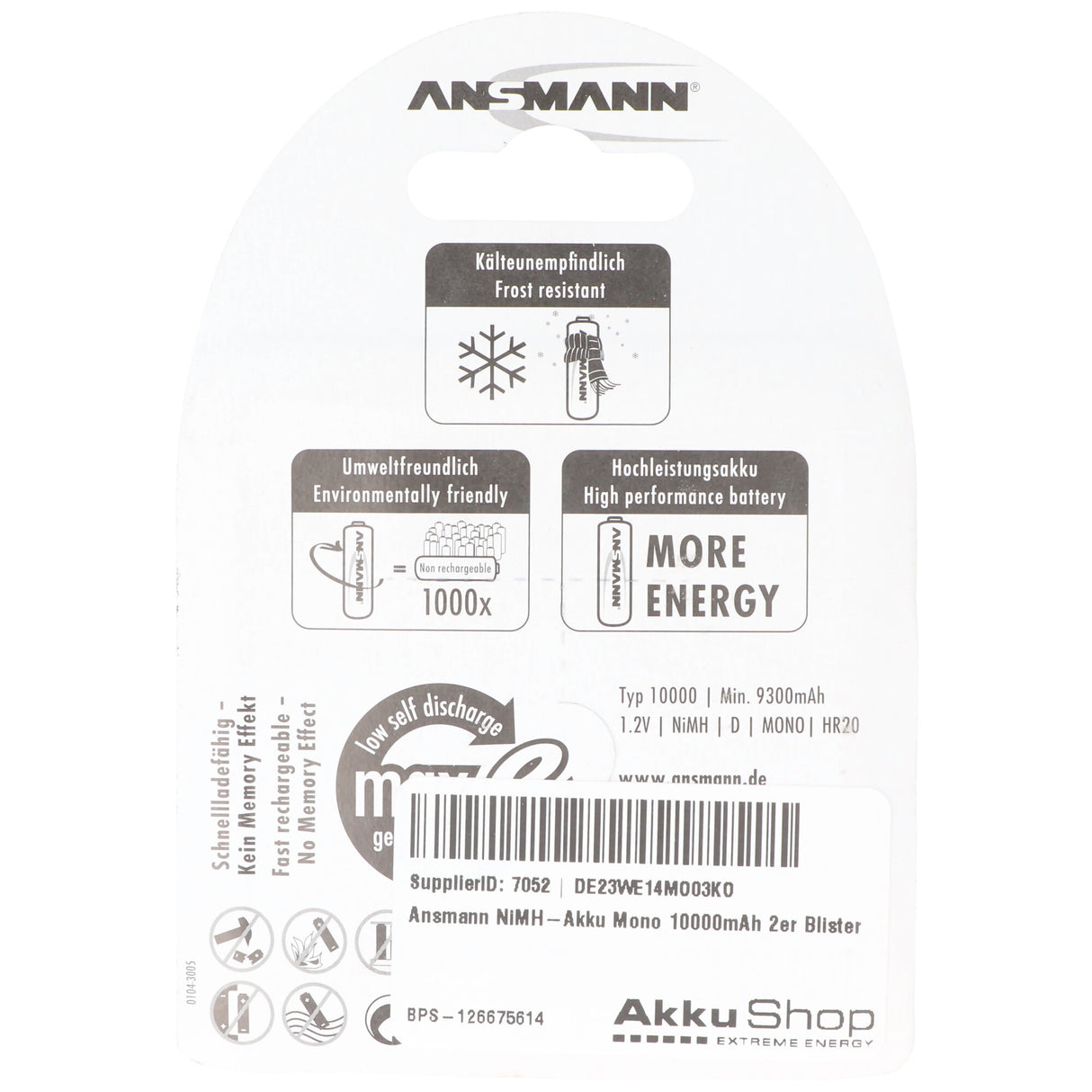 Ansmann NiMH-Akku Mono 10000mAh 2er Blister