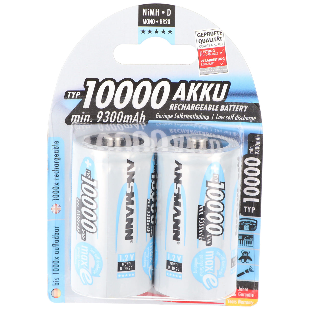 Ansmann NiMH-Akku Mono 10000mAh 2er Blister