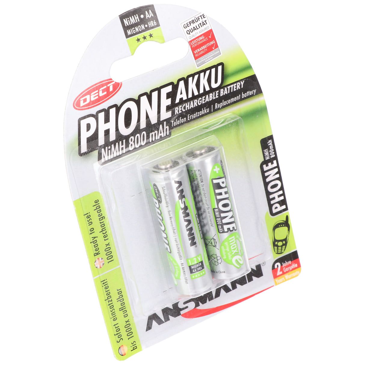 Ansmann NiMH-Akku Mignon 800mAh DECT 2er Blister