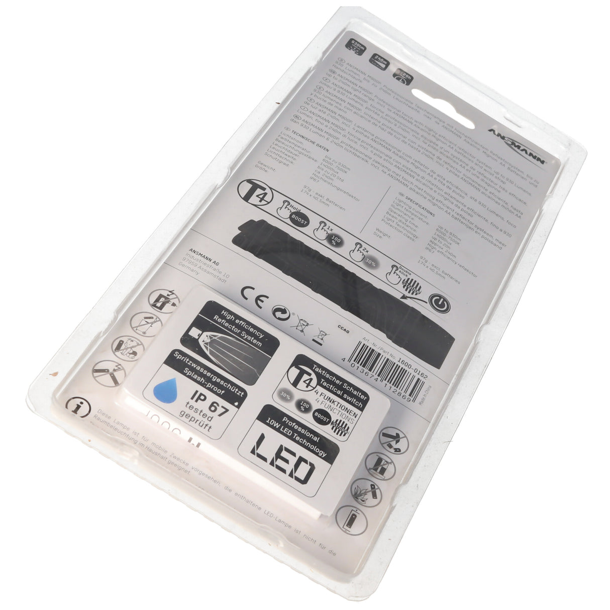 Ansmann M900P LED Taschenlampe mit Handschlaufe max. 930 Lumen, 10W LED
