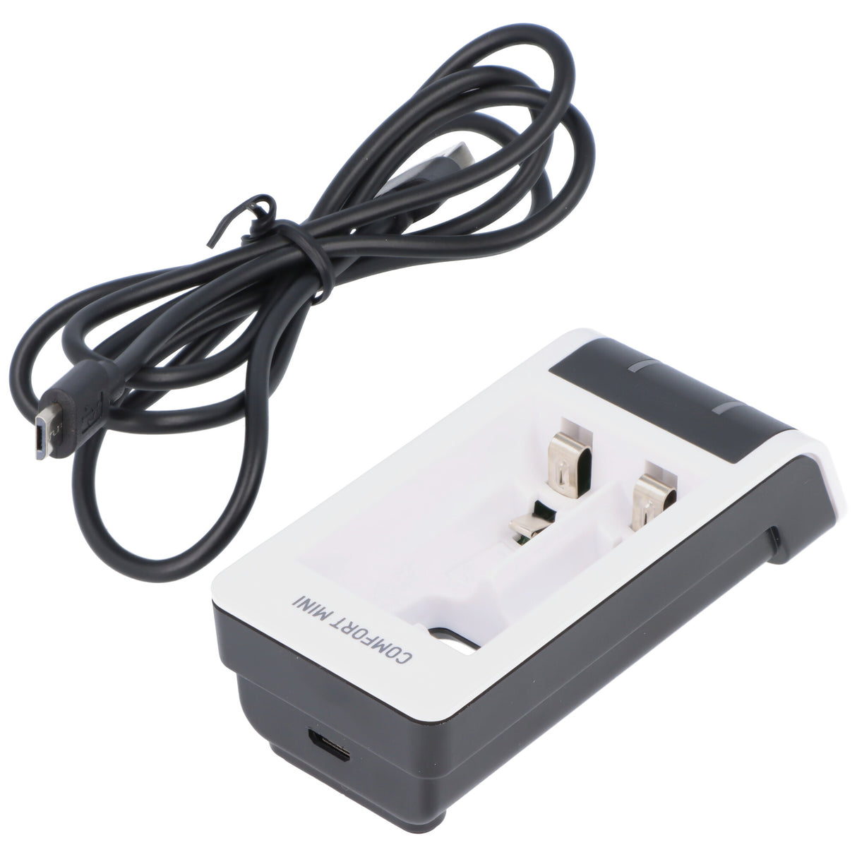 Ansmann Schnell-Ladegerät Comfort Mini für 1-2 NiMH Micro AAA, Mignon AA Akkus, USB Eingang