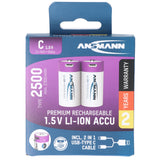 Ansmann Li.ion Akku Baby C 1,5V 2500mAh, 1313-0004, 2er Karton Blister
