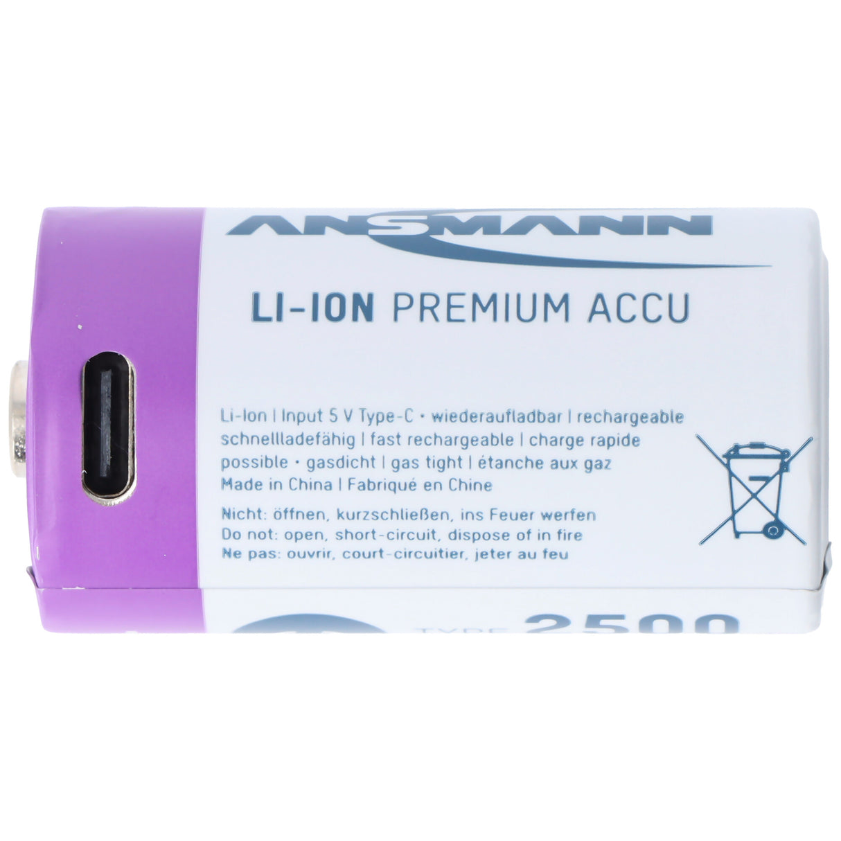 Ansmann Li.ion Akku Baby C 1,5V 2500mAh, 1313-0004, 2er Karton Blister