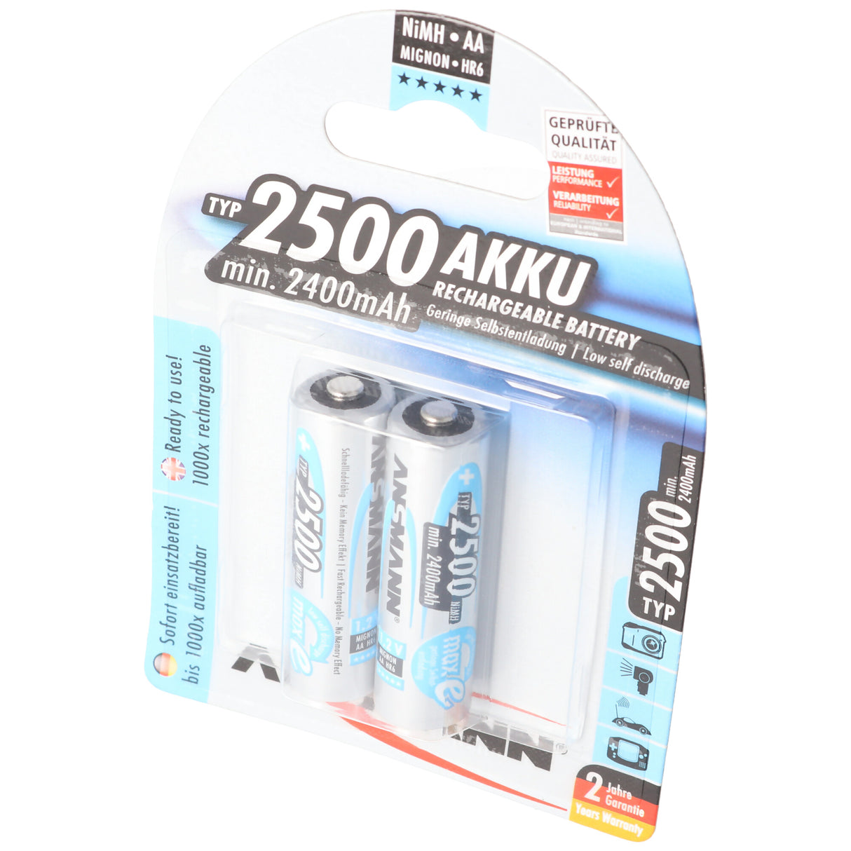 Ansmann maxE plus NiMH-Akku Mignon AA 2500mAh 2er Blister