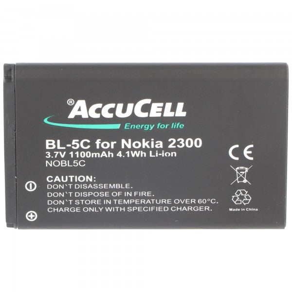 AccuCell BL-5C Akku für Nokia mit 1100mAh Akkutyp BL-5CA, BL-5CB, BR-5C, LN-4C , NKBF01