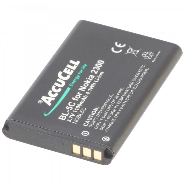 AccuCell BL-5C Akku für Nokia mit 1100mAh Akkutyp BL-5CA, BL-5CB, BR-5C, LN-4C , NKBF01