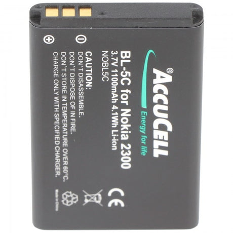 AccuCell BL-5C Akku für Nokia mit 1100mAh Akkutyp BL-5CA, BL-5CB, BR-5C, LN-4C , NKBF01