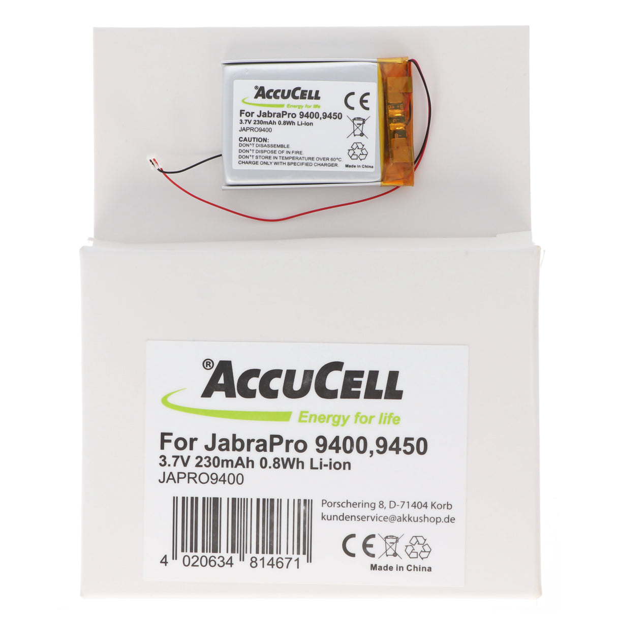 AccuCell Jabra Pro 9400 Akku, Pro 9450, Pro 9460, Pro 9465, Pro 9470, 14192-00 Akku AHB412434PJ