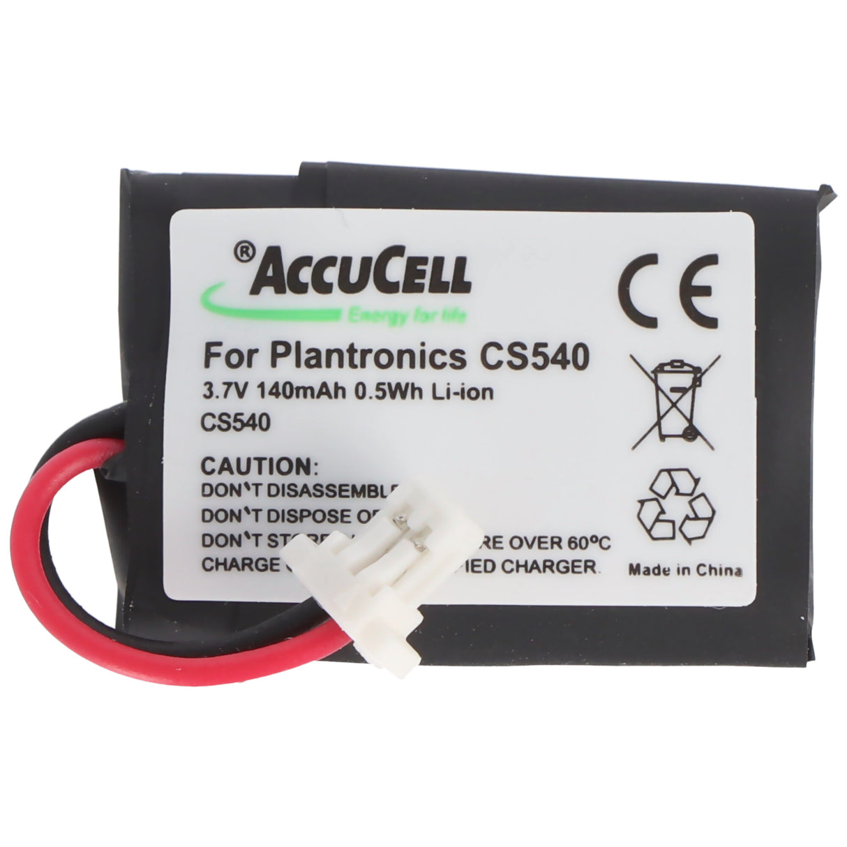AccuCell Plantronics CS540, CS540A Nachbau Akku für Plantronics 84479-01 und 86180-01, C054A mit 2-poligem Stecker