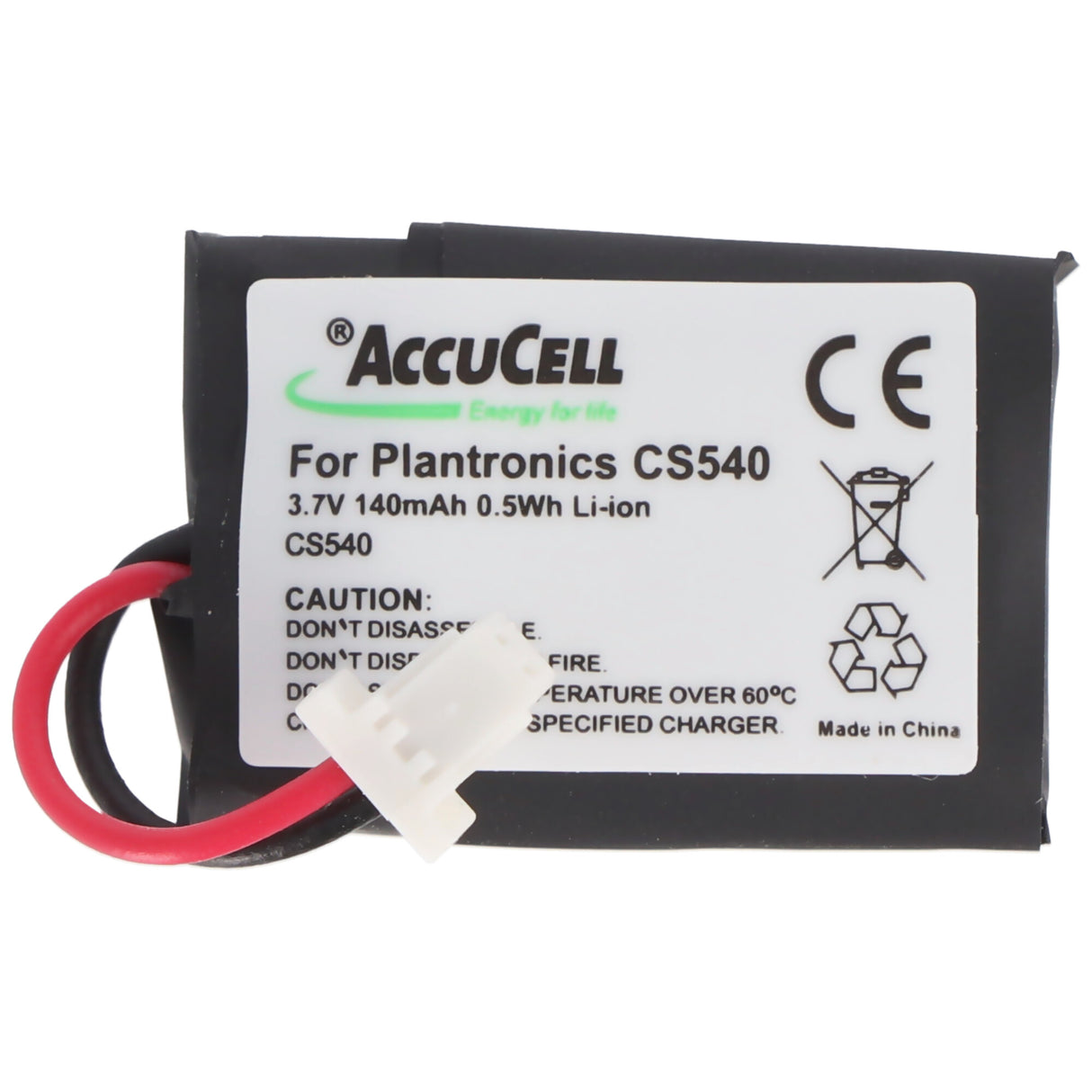 AccuCell Plantronics CS540, CS540A Nachbau Akku für Plantronics 84479-01 und 86180-01, C054A mit 2-poligem Stecker