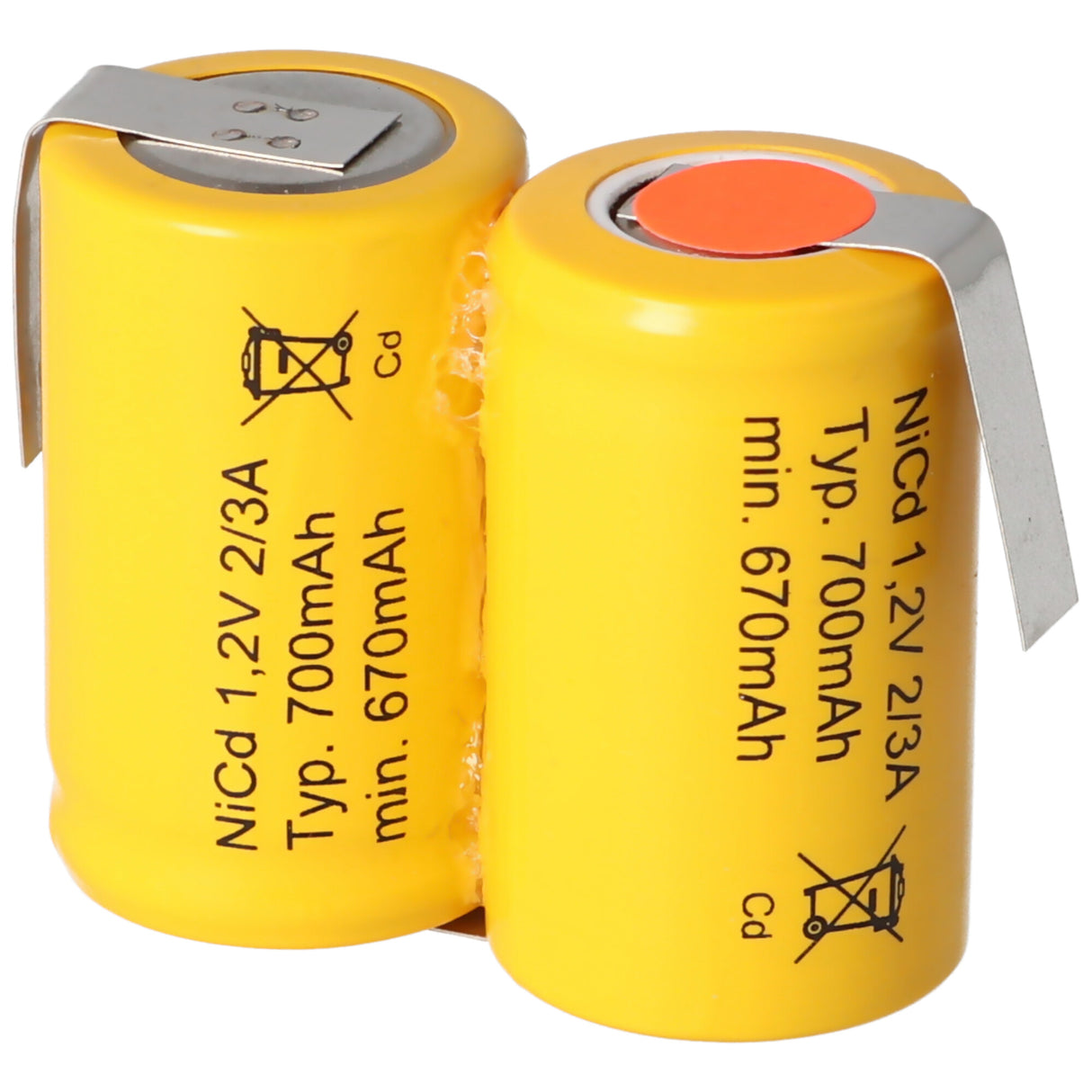 Accucell Akku 2/KR-600AE 2/3 A Cadnica NICD Akku 2,4V mit Lötfahne U-Form (nicht original Sanyo)