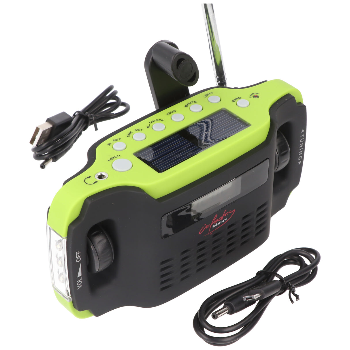 AccuCell Solar-Dynamo-Koffer-Radio mit LED-Taschenlampe, keine Batterien erforderlich