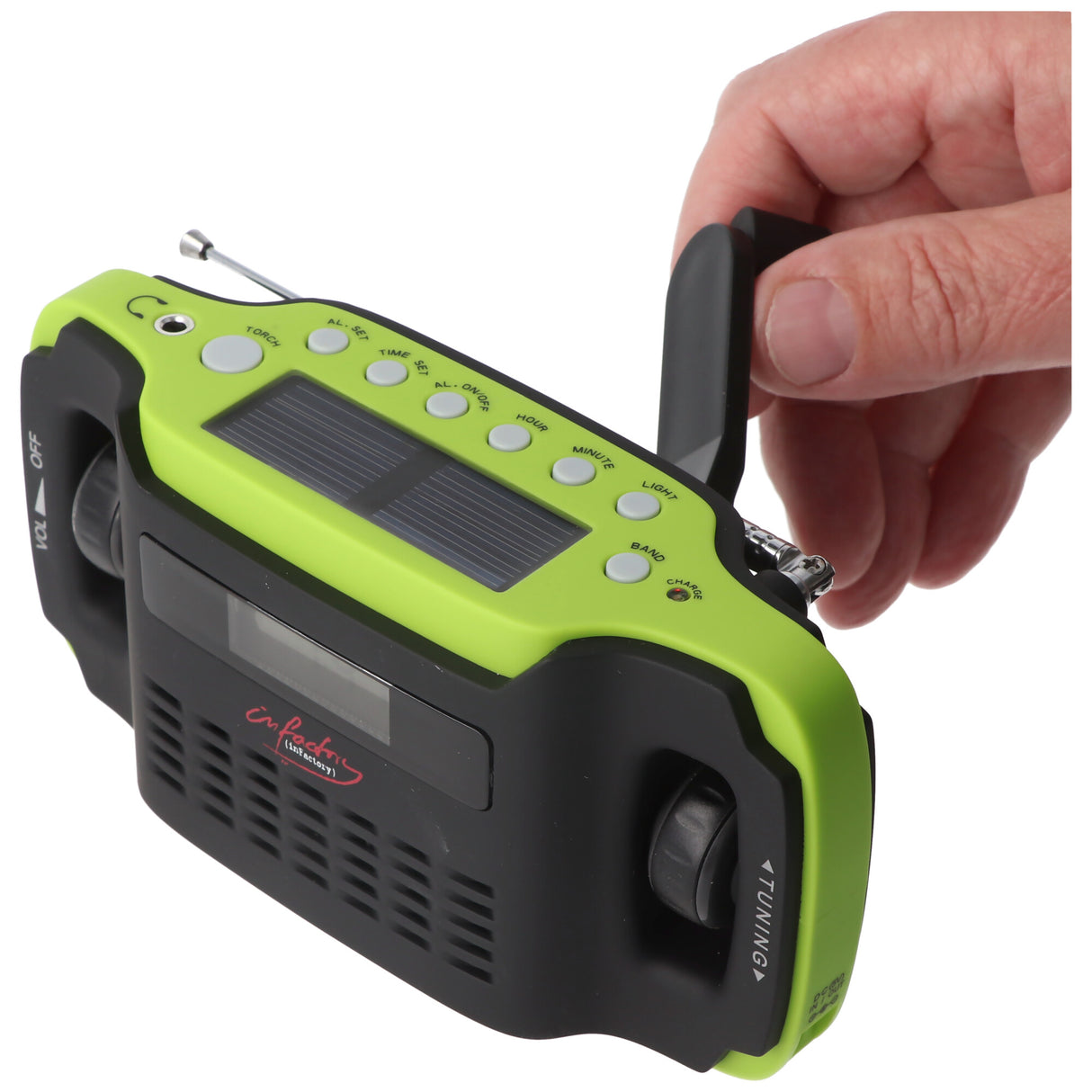 AccuCell Solar-Dynamo-Koffer-Radio mit LED-Taschenlampe, keine Batterien erforderlich