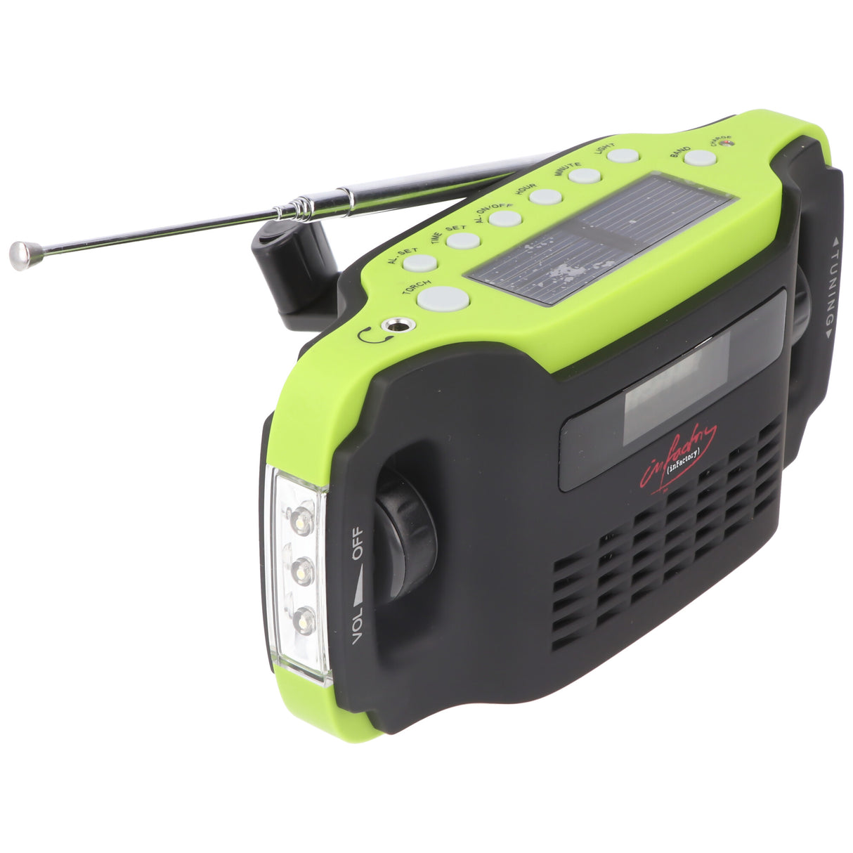 AccuCell Solar-Dynamo-Koffer-Radio mit LED-Taschenlampe, keine Batterien erforderlich