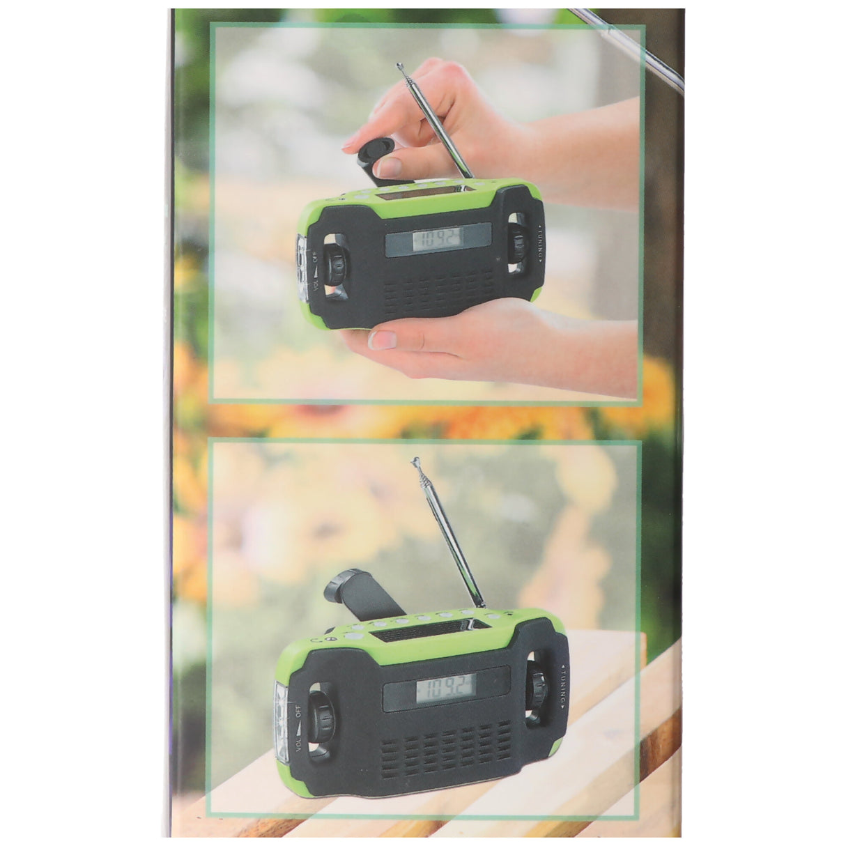 AccuCell Solar-Dynamo-Koffer-Radio mit LED-Taschenlampe, keine Batterien erforderlich