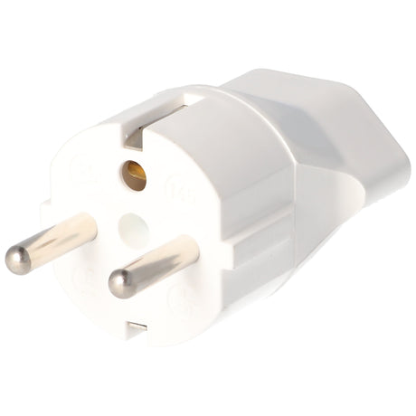 AccuCell Schweiz-Adapter weiss von schweizer Stecker auf Schukokupplung 230 Volt mit Erdleiter und 10A