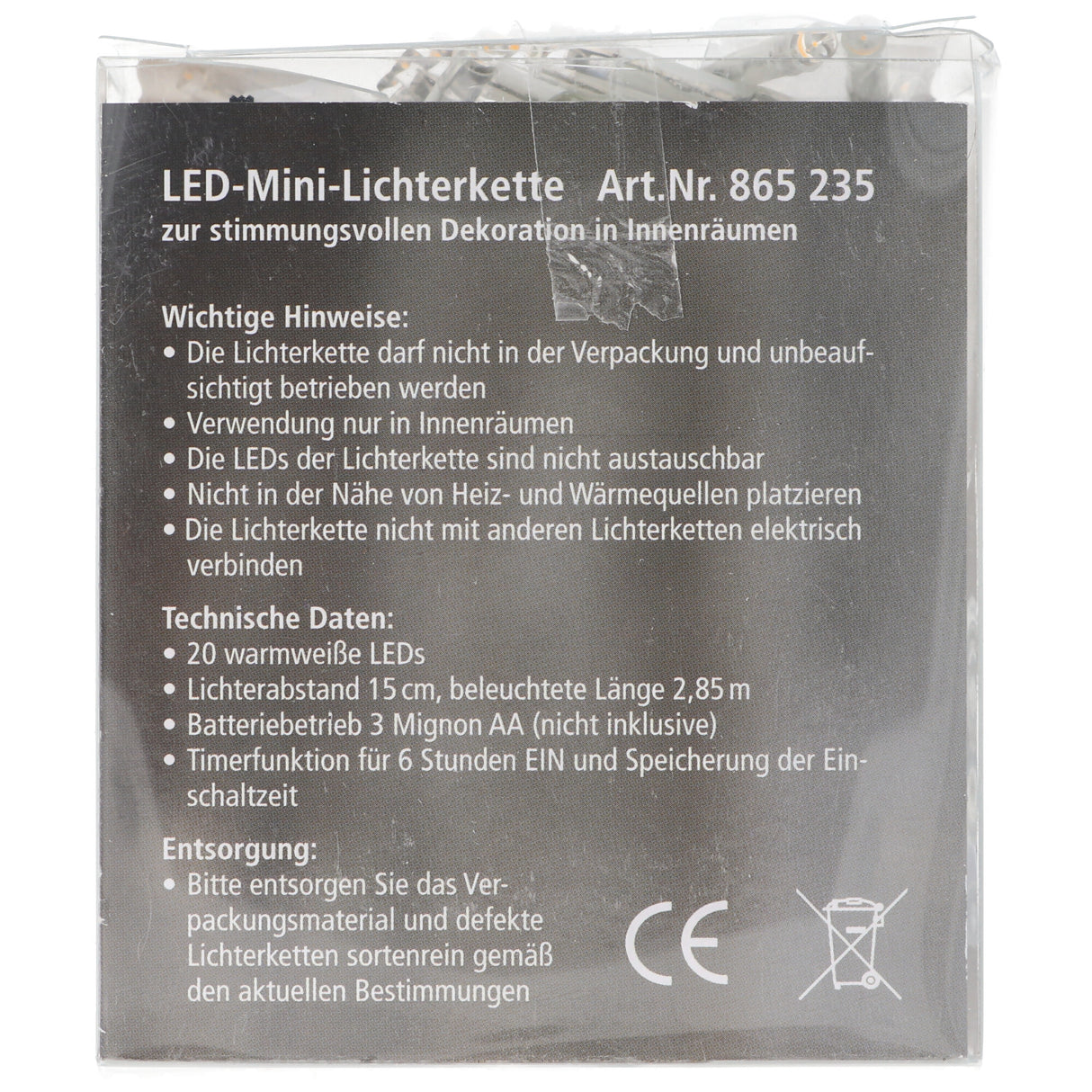 EGB LED-Mini-Lichterkette 20 flg. Batteriebetrieb mit Timer