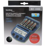 Technoline BC1000 Schnell-Ladegerät mit LCD-Display, Entladefunktion, Akku