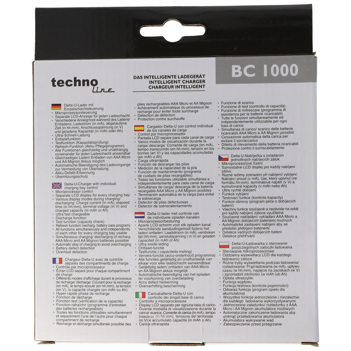 Technoline BC1000 Schnell-Ladegerät mit LCD-Display, Entladefunktion, Akku