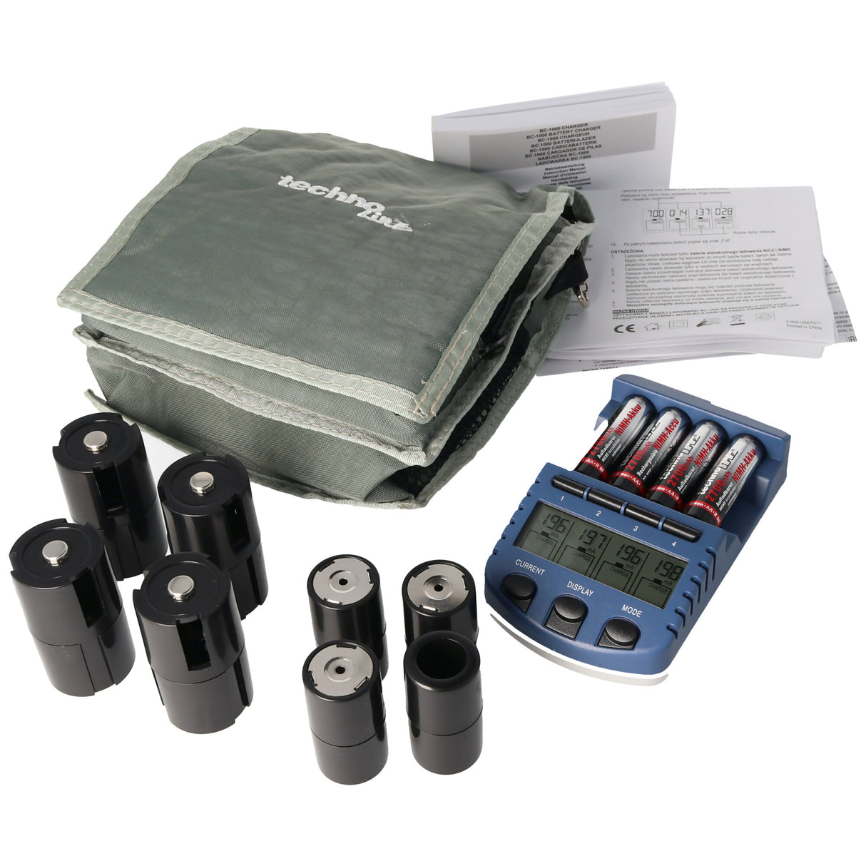 Technoline BC1000 Schnell-Ladegerät mit LCD-Display, Entladefunktion, Akku