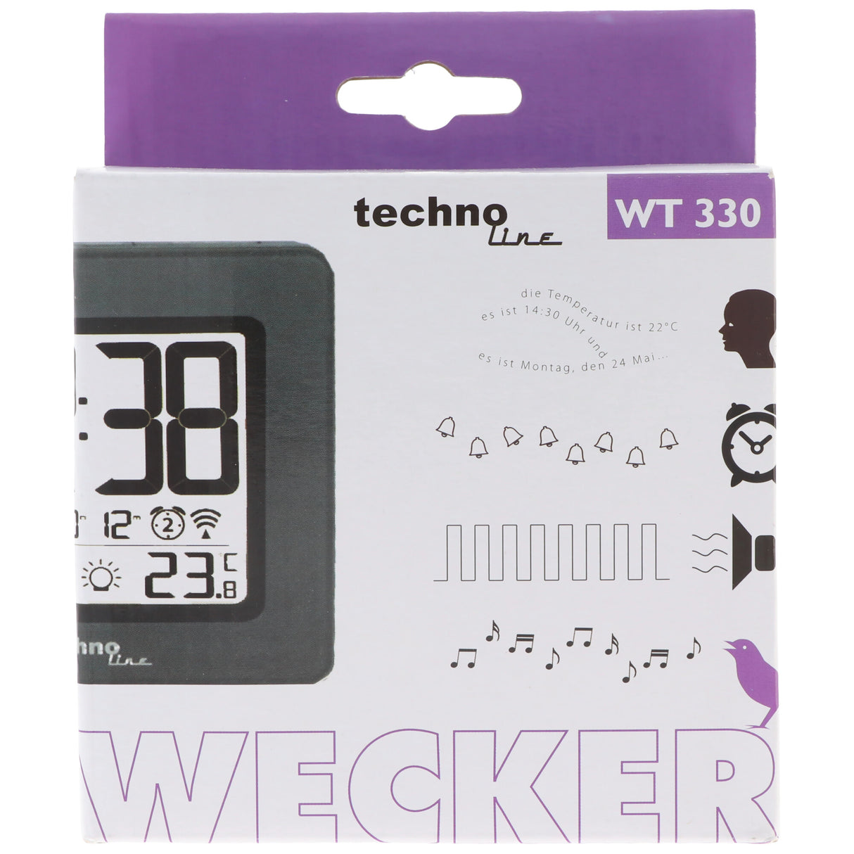 Technoline WT 330 sprechender Funkwecker mit großer Zeitanzeige - ideal für Menschen mit eingeschränktem Sehvermögen