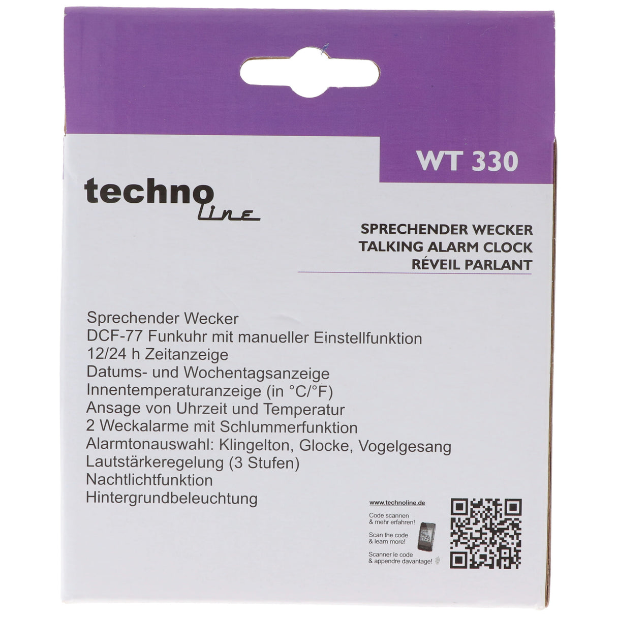 Technoline WT 330 sprechender Funkwecker mit großer Zeitanzeige - ideal für Menschen mit eingeschränktem Sehvermögen