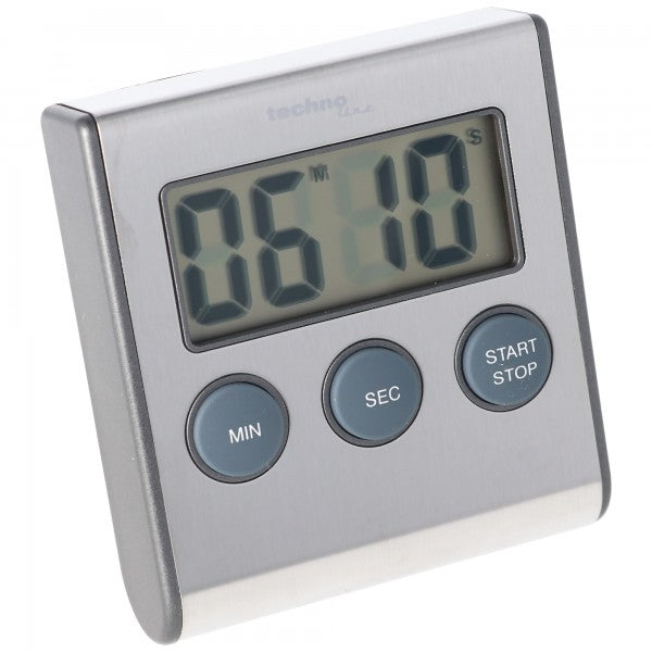 Technoline Edelstahl Digital Küchentimer, Timer mit Alarm, up und down Funktion, Ständer, Magnet