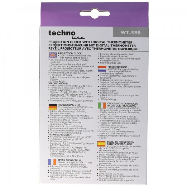 Technoline Funkwecker WT 590 mit Projektion der Uhrzeit z.B. an die Wand