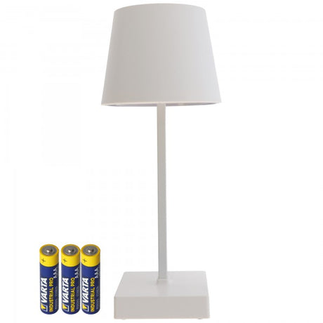 AccuCell LED-Tischleuchte weiß mit Touchfunktion warm weiß mit 3x AAA Micro LR03 Batterien