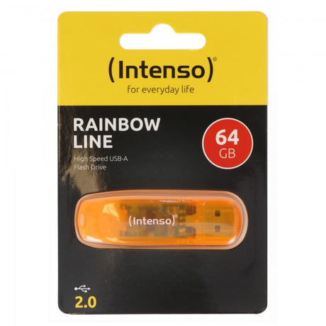 Intenso USB 2.0 Stick 64GB, Rainbow Line, orange (R) 28MB/s, (W) 6.5MB/s, Retail-Blister