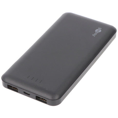 Goobay Powerbank Slimline 10.000mAh - Leistungsstarke 10.000mAh in einem handlichen wie griffigem Design mit Status-Display
