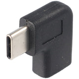 AccuCell Adapter USB-C auf USB-C mit 90 Grad Winkel schwarz, abgewinkelter Adapter verlängert das USB-C, geeignet für das MacBook mit USB-C Port