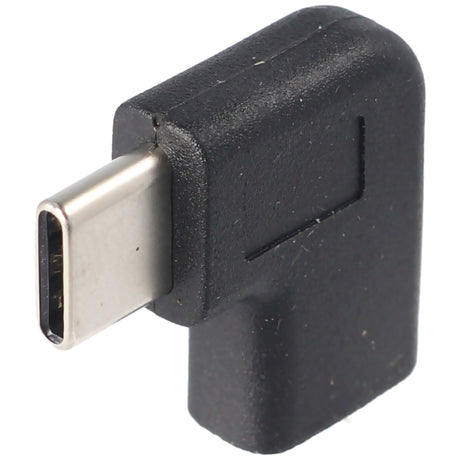 AccuCell Adapter USB-C auf USB-C mit 90 Grad Winkel schwarz, abgewinkelter Adapter verlängert das USB-C, geeignet für das MacBook mit USB-C Port