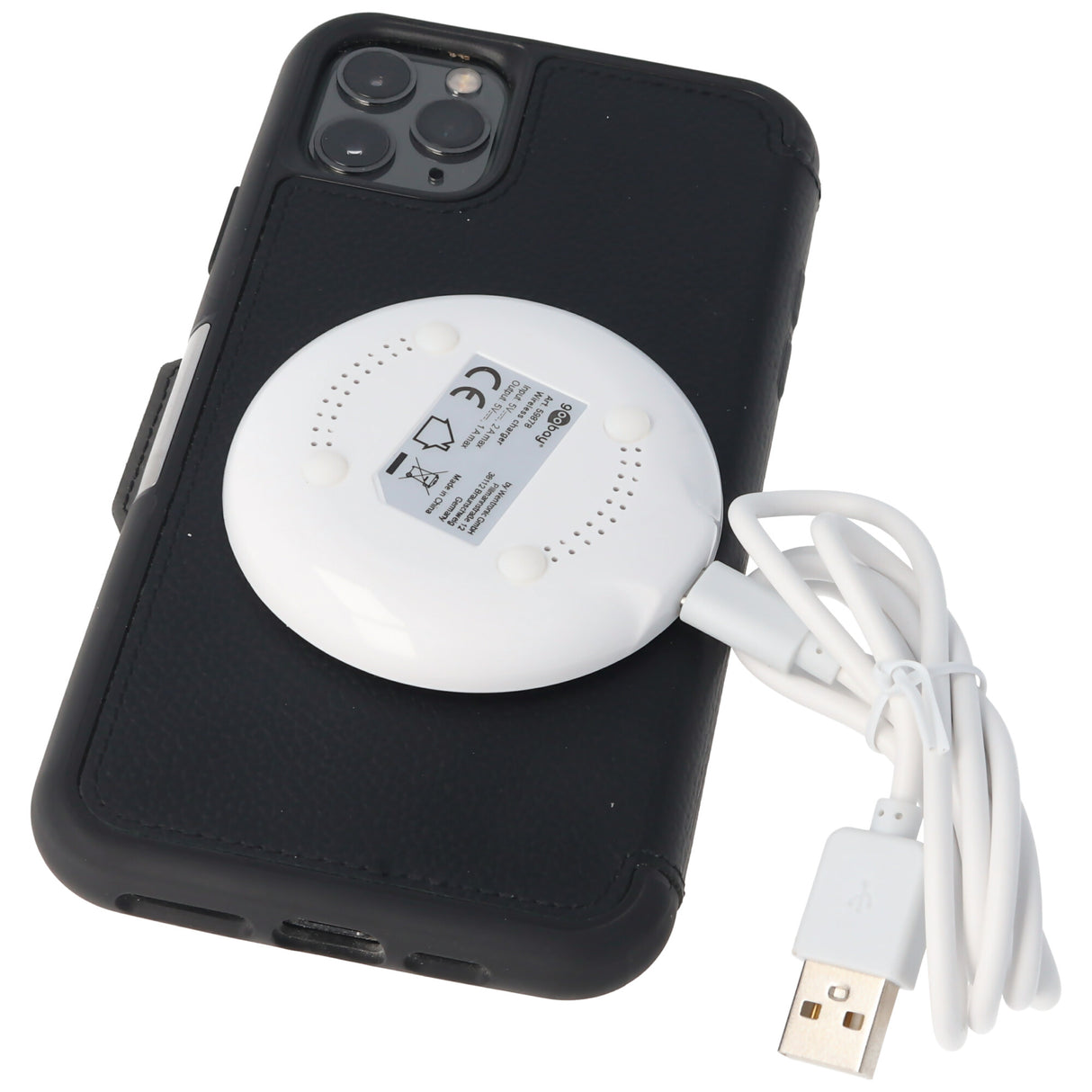AccuCell Induktionsladegerät für Qi-kompatible Handy, Smartphone und Endgeräte, weiß, Ladestrom 1A
