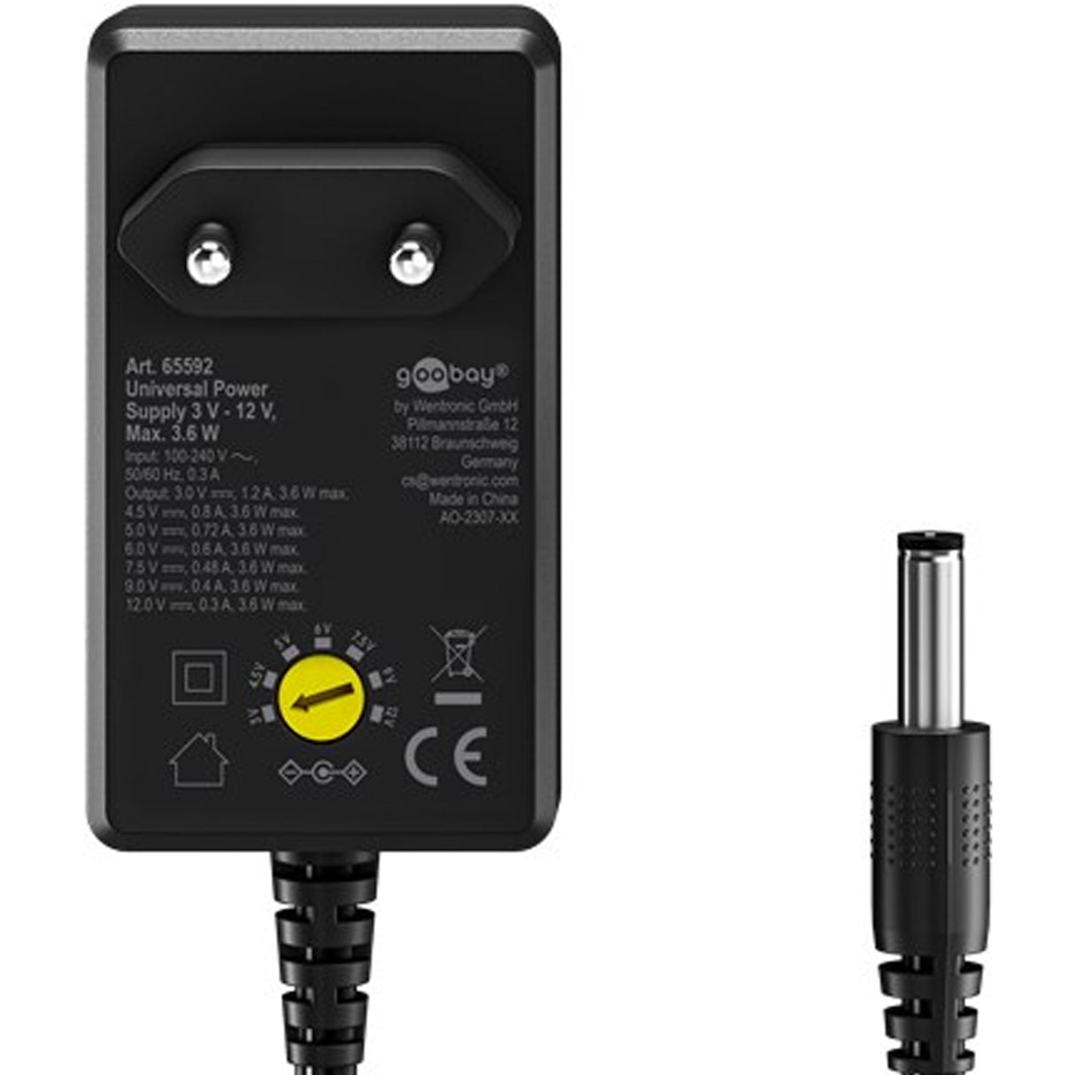 Goobay Universal-Netzteil 3 Volt bis 12 Volt, max. 3,6 W, inklusive 11 Adapter