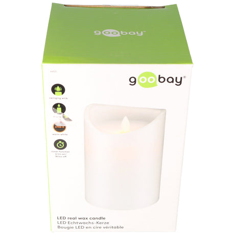 Goobay LED Echtwachs-Kerze weiß, 10x15 cm die wunderschöne und sichere Lichtlösung miut Echtwachs Optik
