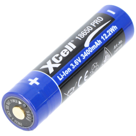 Xcell Pro 18650 Li-Ion Akku geschützter Li-Ion Akku, mit USB-C Ladebuchse, min. 3250mAh max. 3400mAh, 3,6 Volt, 71,1mm x 18,8mm