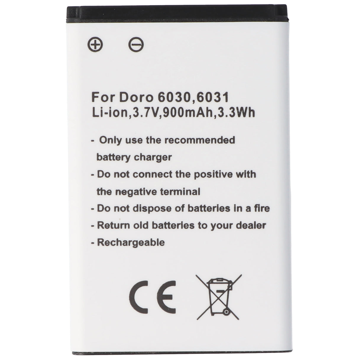 AccuCell Akku passend für Doro 6030, 6031, Li-Ion, 3,7V, 900mAh, 3,3Wh