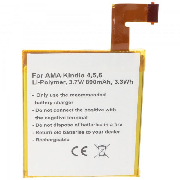 AccuCell Akku passend für Amazon Kindle 4, Kindle 4G, Kindle 5 und Kindle 6 Akku 515-1058-01 3,7 Volt min. 750mAh