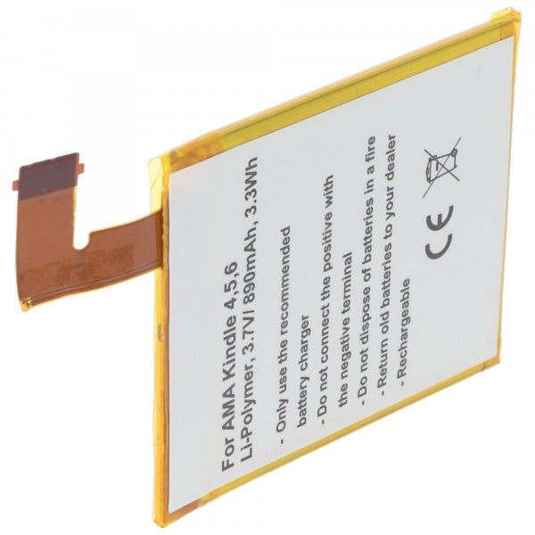 AccuCell Akku passend für Amazon Kindle 4, Kindle 4G, Kindle 5 und Kindle 6 Akku 515-1058-01 3,7 Volt min. 750mAh