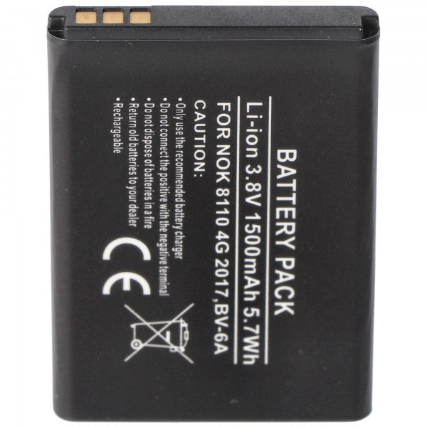 AccuCell Akku passend für Nokia 8110 4G 2017, BV-6A Li-Ion 3,8 Volt 53,2 x 38,0 x 5,9mm