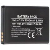 AccuCell Akku passend für Nokia 8110 4G 2017, BV-6A Li-Ion 3,8 Volt 53,2 x 38,0 x 5,9mm