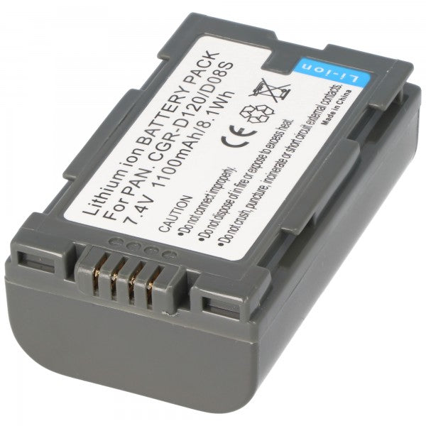AccuCell Akku passend für Panasonic CGR-D120, CGR-D08S, DZ-BP16, VSB0418, CGP-D110, CGR-D08A/1B, CGR-D08SE/1B, DZ-BP14, CGR-D120E/1B, DZ-BP28, VW-VBD21, CGP-D320T1B, CGR-D08R, CGR-D120, DZ-BP14R, CGR-D120T, CG