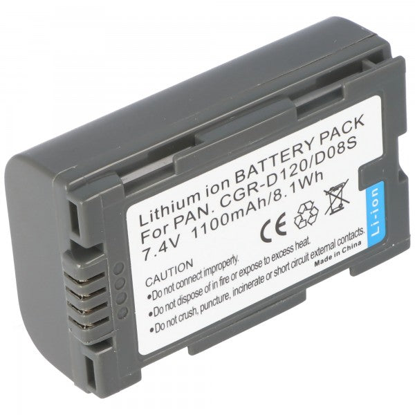 AccuCell Akku passend für Panasonic CGR-D120, CGR-D08S, DZ-BP16, VSB0418, CGP-D110, CGR-D08A/1B, CGR-D08SE/1B, DZ-BP14, CGR-D120E/1B, DZ-BP28, VW-VBD21, CGP-D320T1B, CGR-D08R, CGR-D120, DZ-BP14R, CGR-D120T, CG